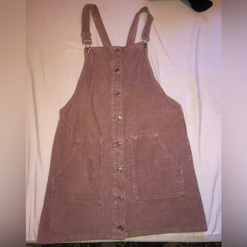 Top shop Moto pink corduroy overalls mini dress